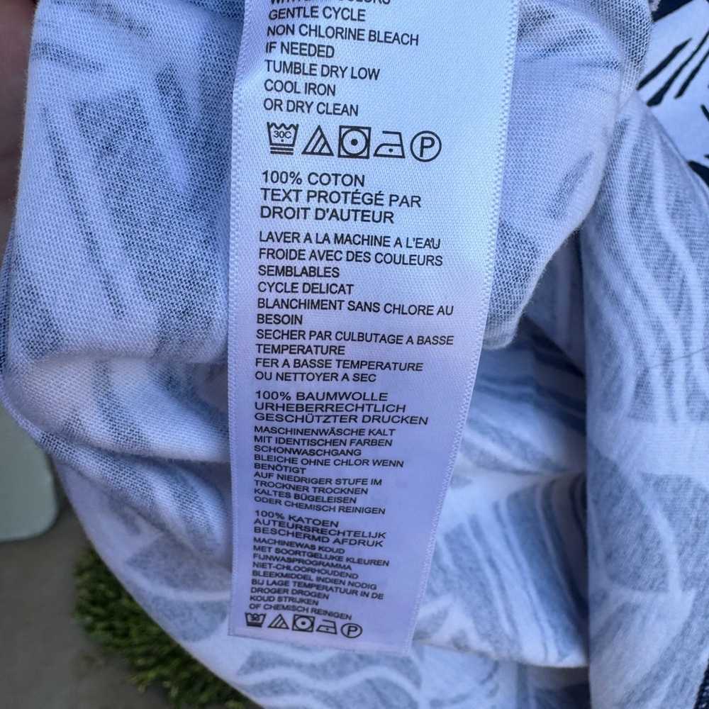 Tommy Bahama Navy & White Leaf Printed Short Sleeve Women's Dress size Large - Picture 5 of 7